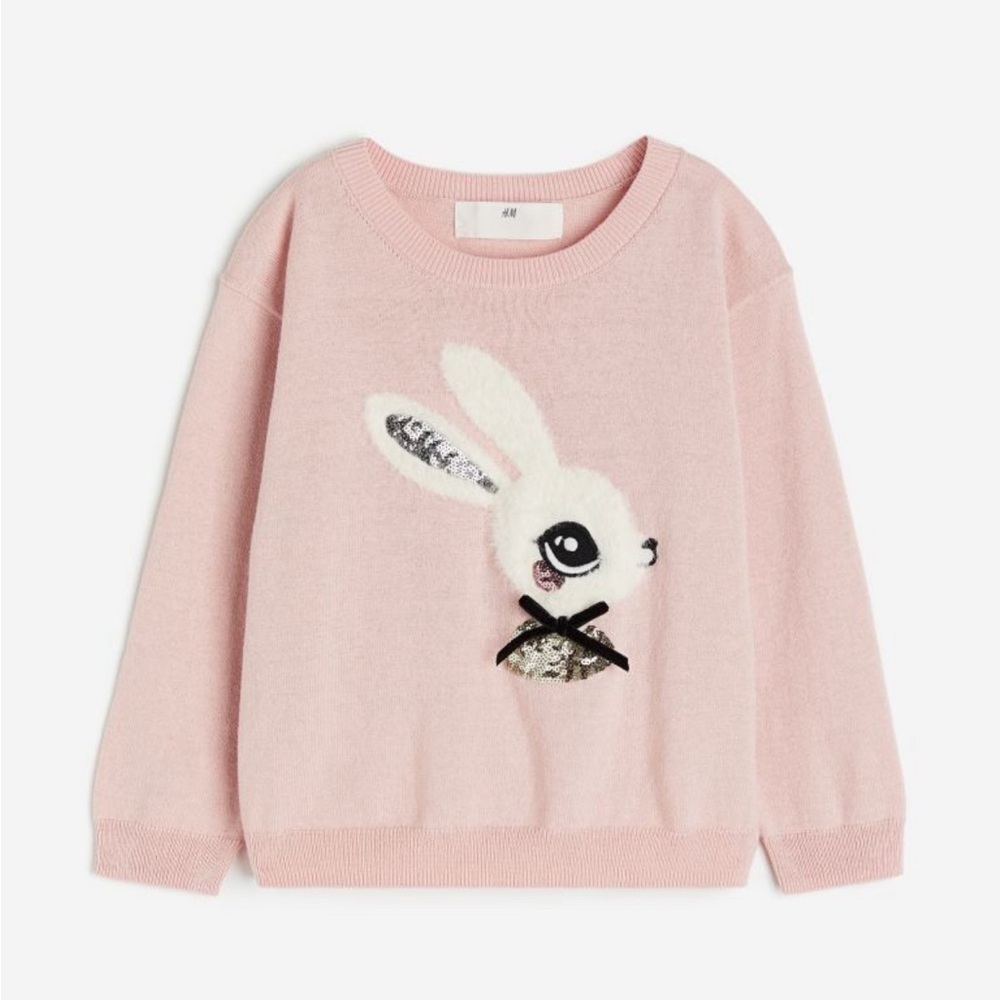 H&M Girls Bunny Rabbit Sequin Sweater